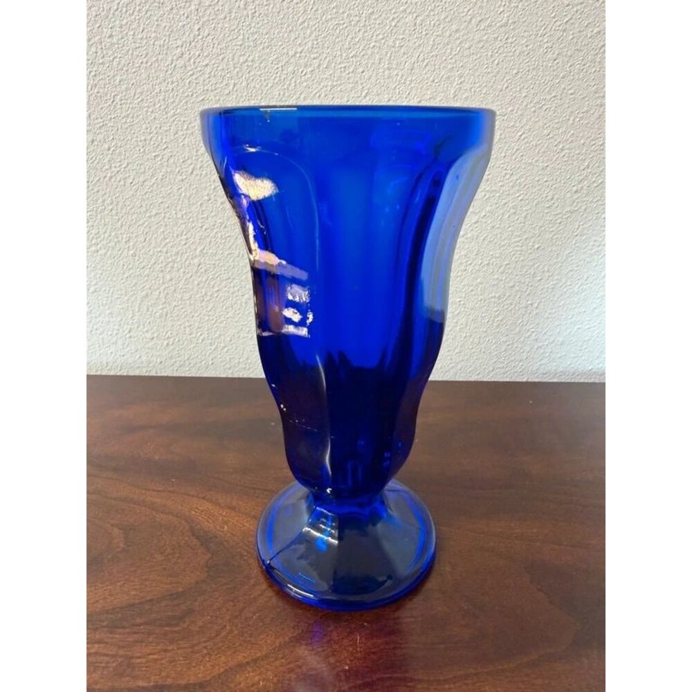 Anchor Hocking Cobalt Blue Footed Glass Tumbler Goblet